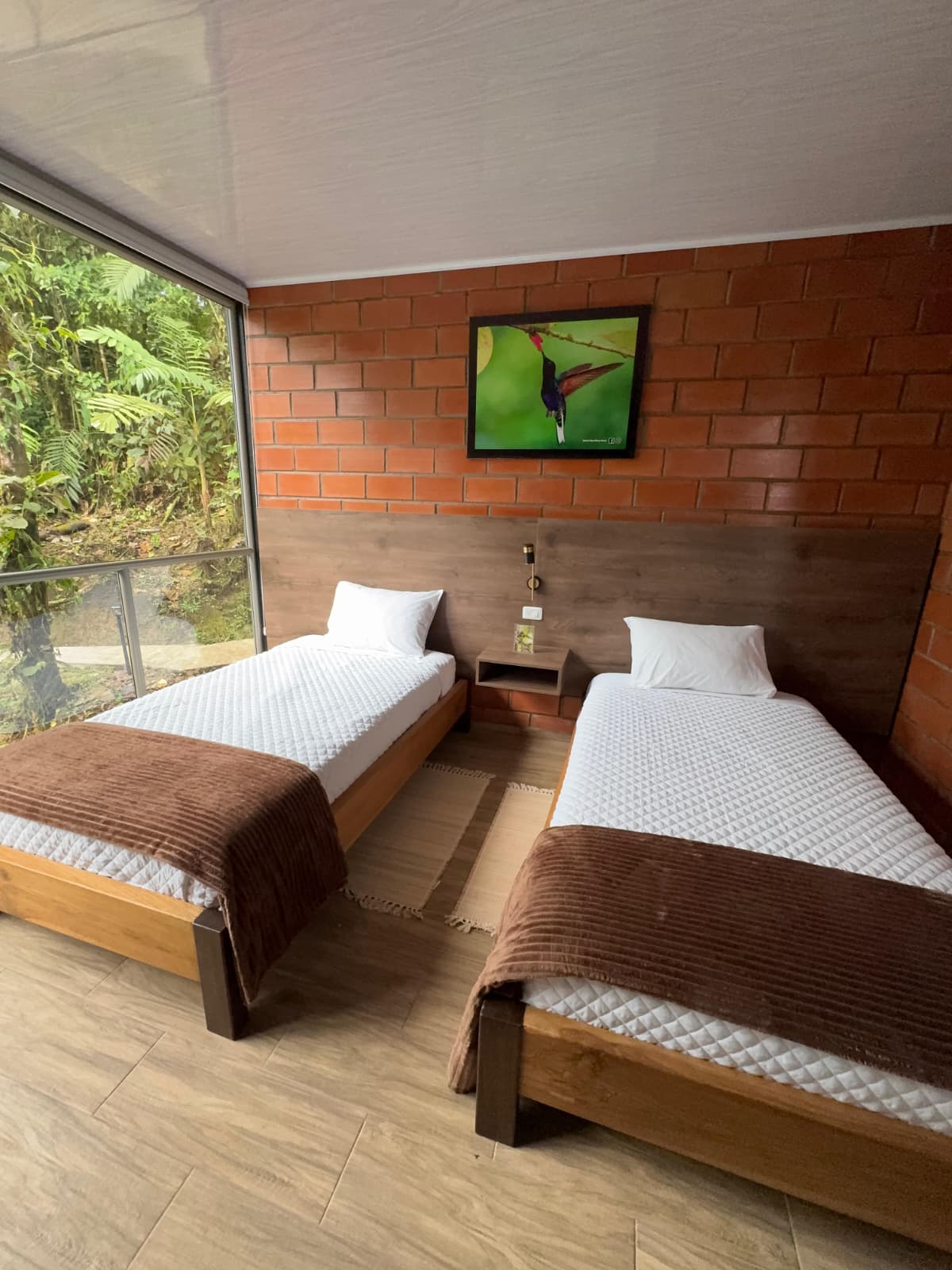 Twin bedroom with open forest views, Chocó Andino Ecuador